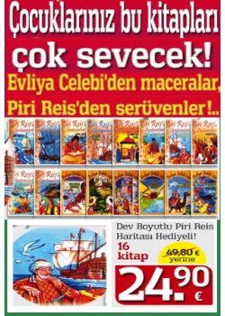 Evliya Celebi'nin Maceraları   Piri Reis'den Serüvenler   (16 Kitap Birarada)   Piri Reis Haritasi Hediye