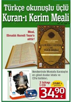 Türkçe Okunuşlu Üçlü Kuran-i Kerim Meali Arapça Bilmeyenler Bu Kuran-i Kerim'i Okuyabilir  (2 Kitap + 1 CD Birlikte)