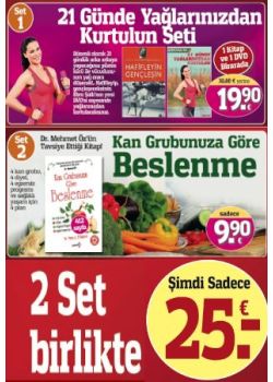 21 Günde Yağlarınızdan  Kurtulun ve Kan Grubunuza  Göre Beslenme   (2 Set Birarada)