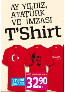 Ay Yıldız,  Atatürk ve  Atatürk Imzalı  T-Shirt Seti  (3 T-Shirt Birarada)