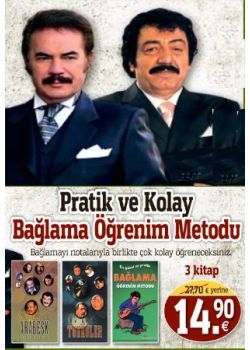 Pratik ve Kolay  Bağlama Öğrenim  Metodu  (3 Kitap Birarada)  Notalı  Ögrenim!
