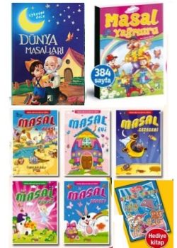 Masal Dünyası Seti (7 Kitap + 1 Boyama Kitabı) Her Güne Bir Masal