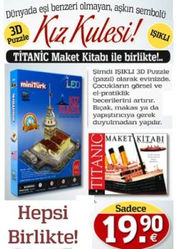 Kız Kulesi   Işıklı 3D Puzzle  Titanic Maket Kitabı  ile birlikte