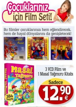 Çocuklarınız için  Film ve Kitap Seti  (3 Film + 1 Kitap)