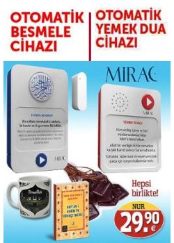 Otomatik Yemek Dua  Cihazı ve Besmele Cihazı (Kuran-i Kerim Meali, Kabeli Besmele Bardağı ve Cevşen Hediyeli) 