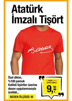 Mustafa Kemal Atatürk İmzası Tişört (Beden Ölçüsü: L)