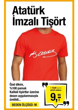 Mustafa Kemal Atatürk İmzası Tişört (Beden Ölçüsü: M)