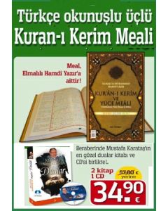 Türkçe Okunuşlu Üçlü Kuran-i Kerim Meali Arapça Bilmeyenler Bu Kuran-i Kerim'i Okuyabilir  (2 Kitap + 1 CD Birlikte)