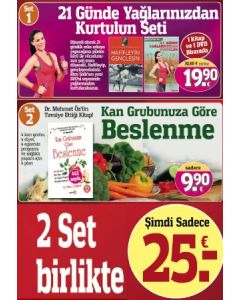 21 Günde Yağlarınızdan  Kurtulun ve Kan Grubunuza  Göre Beslenme   (2 Set Birarada)