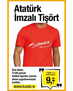 Mustafa Kemal Atatürk İmzası Tişört (Beden Ölçüsü: M)