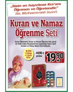 Kuran Öğretmeni  Kuran, Namaz Öğretim Seti 10 VCD  + 1 Kitap Biarada  (Yasin-i şerif Namaz Sureleri  CD'si Hediye)